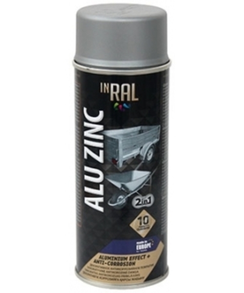 Эмаль аэрозольная INRAL ALU ZINC, алюминевая, 400мл, Россия