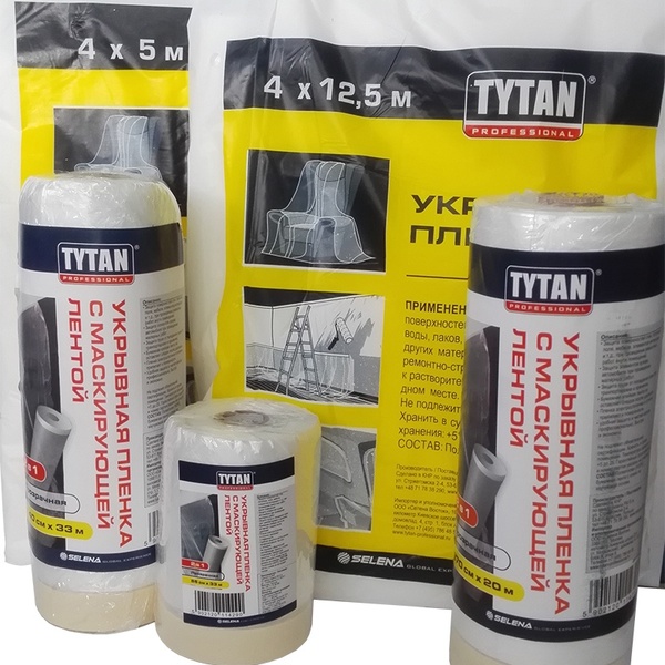 Пленка укрывная Tytan Professional 4м*5м 5 микрон прозрачная *60