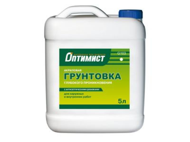 Грунтовка глубокого проникновения, для внутренних работ, Оптимист, 5л салатная G107, Россия